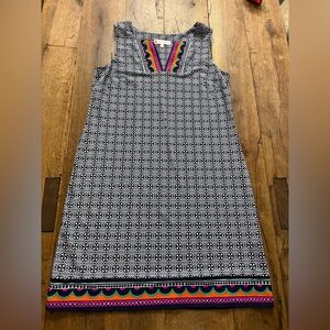 Jude Connally Blue and White Sleeveless Sheath Dress-Size Medium